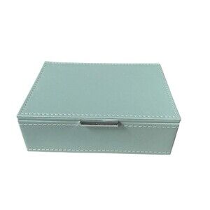 Swing Design Leatherette Jewelry Box Nova Blue Mist Velvet Lined 9 x 5 x 2"
